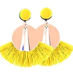 3 for $25 Yellow Fan Thread Earrings